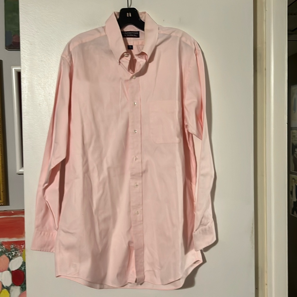 Roundtree & Yorke Pink Mens Button Down Collar Shirt 16 Neck 34 Sleeve